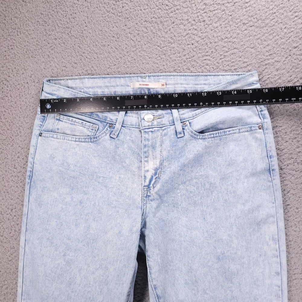 LEVIS 711 Jeans Size 30 Skinny Mid Rise Light Acid Wash Stretch Denim - Picture 9 of 14
